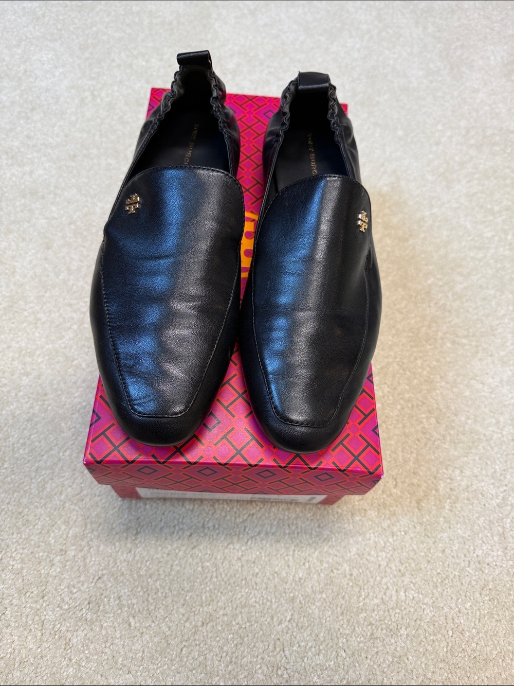Tory Burch Kira Elastic Loafer Sheep Plume Napa Black 8.5